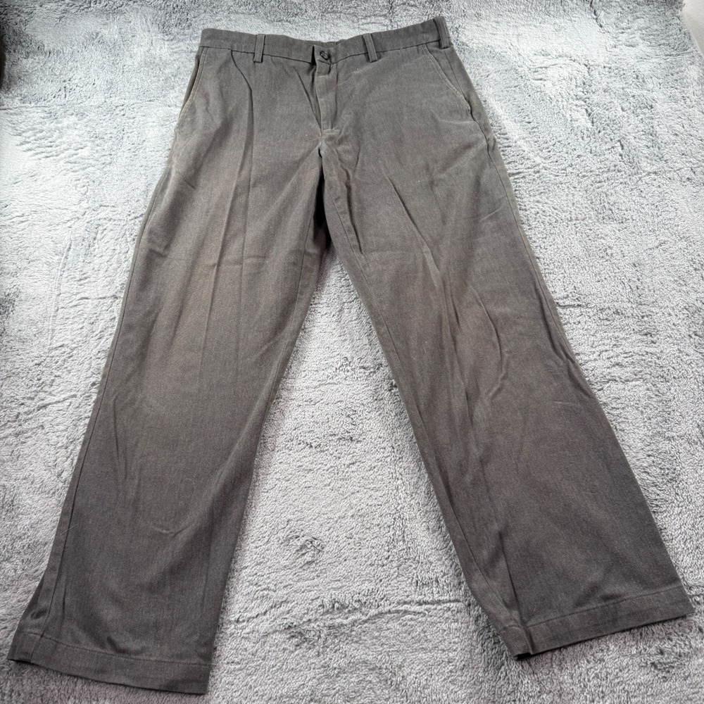 Croft & Barrow Mens Classic Fit Chino Pants Gray 34x30 Flat Front Stretch Cotton